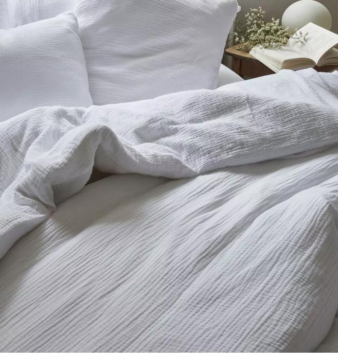 Housse de couette gaze de coton blanc Sylvie Thiriez - Blancollection