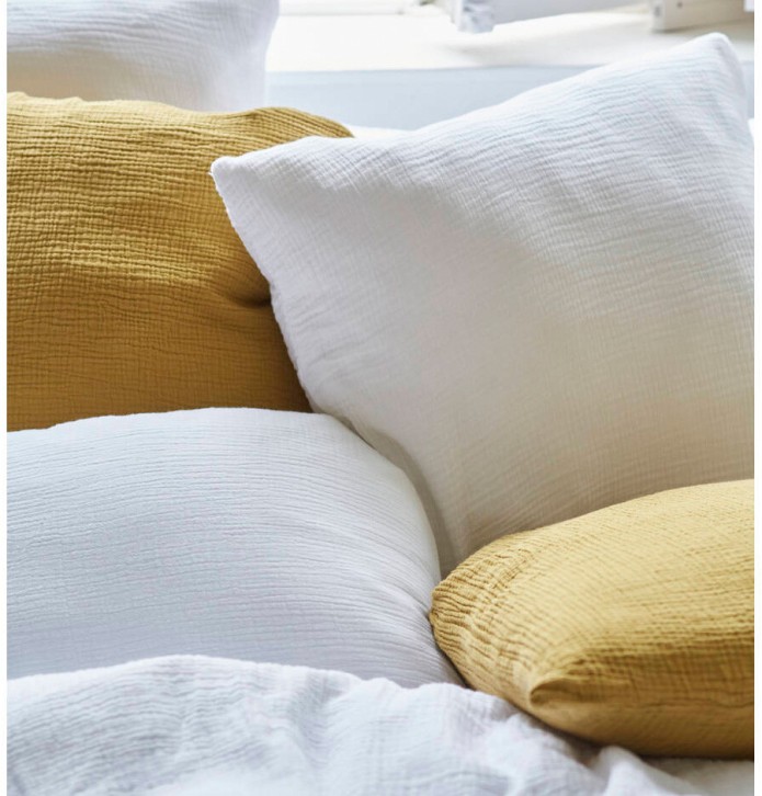 Taie d'oreiller gaze de coton blanc Sylvie Thiriez - Blancollection