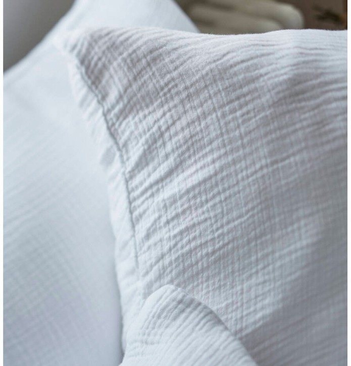 Taie d'oreiller gaze de coton blanc Sylvie Thiriez - Blancollection