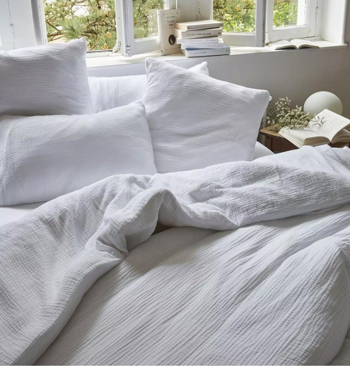 Taie d'oreiller gaze de coton blanc Sylvie Thiriez - Blancollection