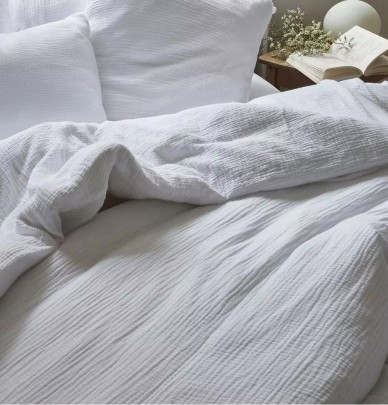 Parure de lit gaze de coton blanc nuage Sylvie Thiriez