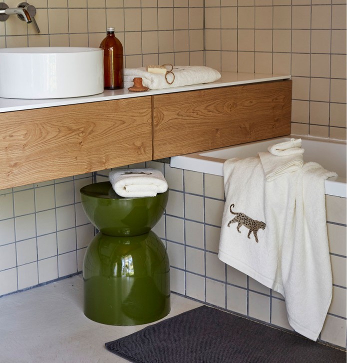 Serviette de toilette Léo crème Sylvie Thiriez - Blancollection