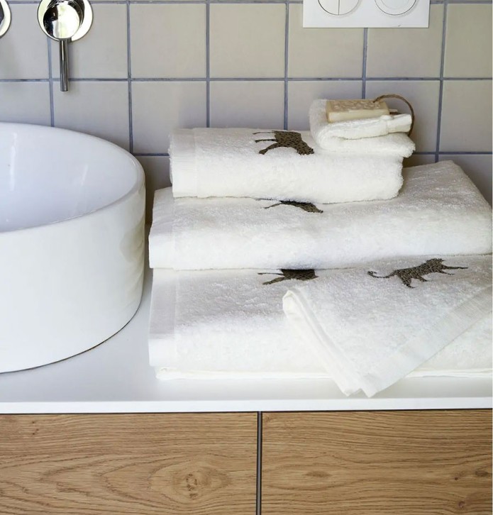 Serviette de toilette Léo crème Sylvie Thiriez - Blancollection