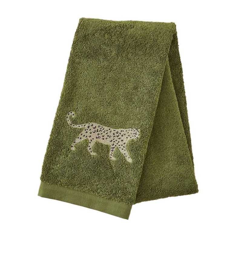 Serviette de toilette Léo kaki Sylvie Thiriez