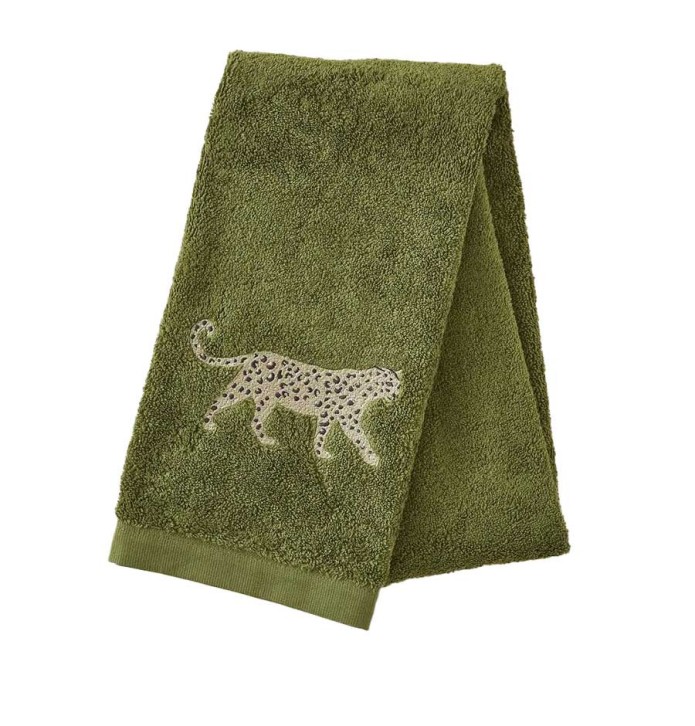 Serviette de toilette Léo kaki Sylvie Thiriez