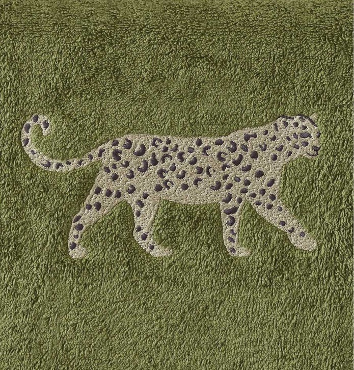 Serviette de toilette Léo kaki Sylvie Thiriez - Blancollection