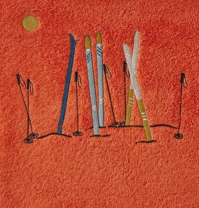 Serviette de toilette Passe-Montagne vermillon Sylvie Thiriez