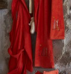 Drap de douche Passe-Montagne vermillon Sylvie Thiriez - Blancollection