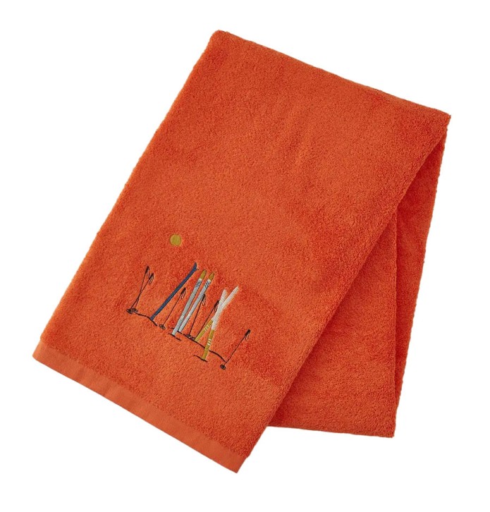 Drap de bain Passe-Montagne vermillon Sylvie Thiriez Drap de bain Passe-Montagne vermillon Sylvie Thiriez