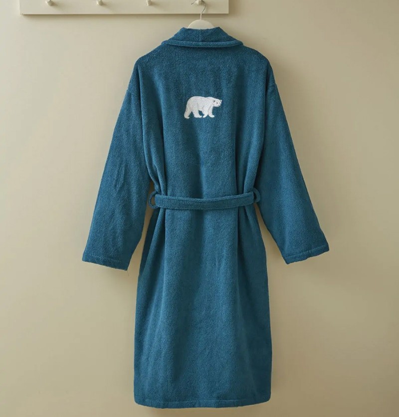 Peignoir coton peigné 450g/m² brodé spitzberg m - sylvie thiriez