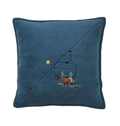 Housse coussin polaire Passe-Montagne bleu Sylvie Thiriez