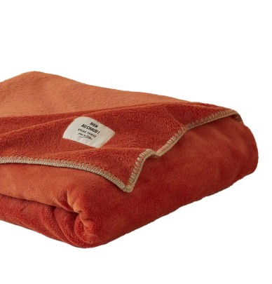 Plaid polaire Bien au chaud orange bruni Sylvie Thiriez