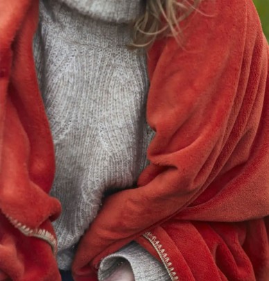 Plaid polaire Bien au chaud orange bruni Sylvie Thiriez