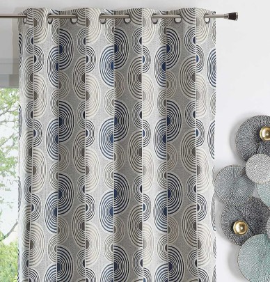 Rideau jacquard Oya bleu Qabane