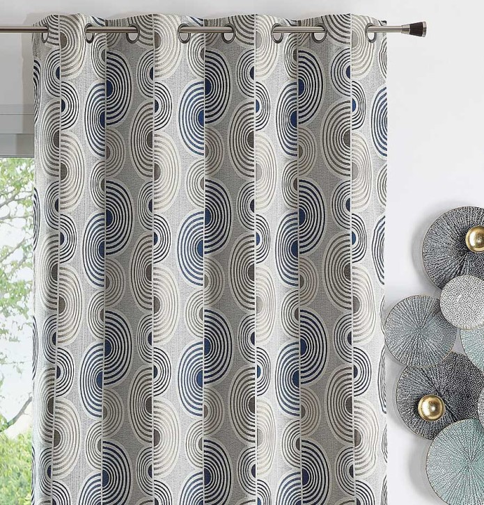 Rideau jacquard Oya bleu Qabane - Blancollection