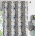 Rideau jacquard Oya bleu Qabane - Blancollection
