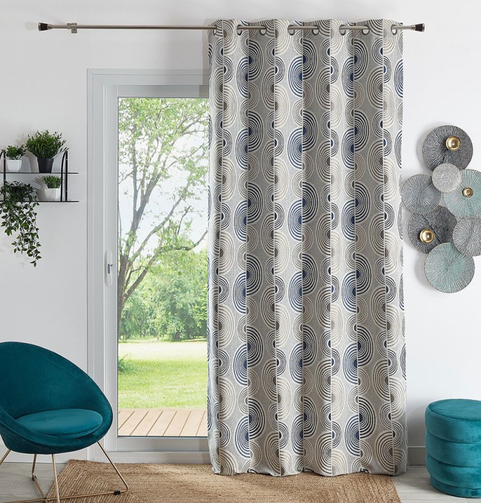 Rideau jacquard Oya bleu Qabane