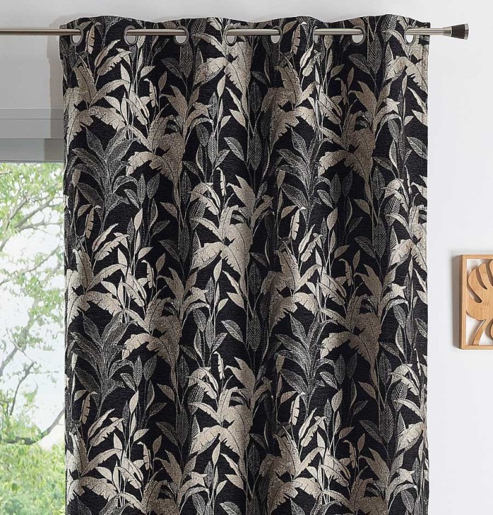 Rideau jacquard Vedillia noir Qabane - Blancollection
