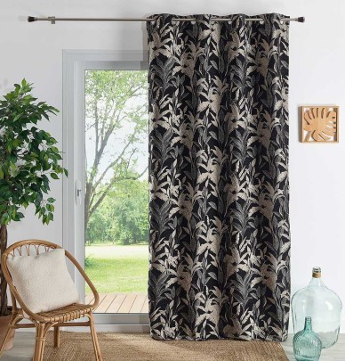 Rideau jacquard Vedilia noir Qabane