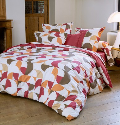 Housse de couette percale Modulo acajou Tradilinge