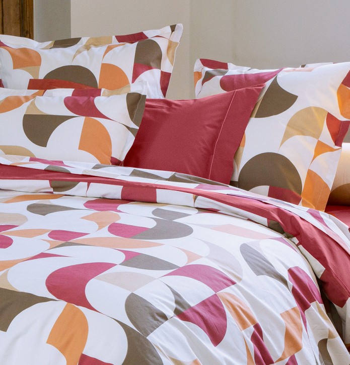 Taie d'oreiller percale Modulo acajou Tradilinge - Blancollection