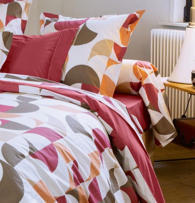 Taie de traversin percale Modulo acajou Tradilinge