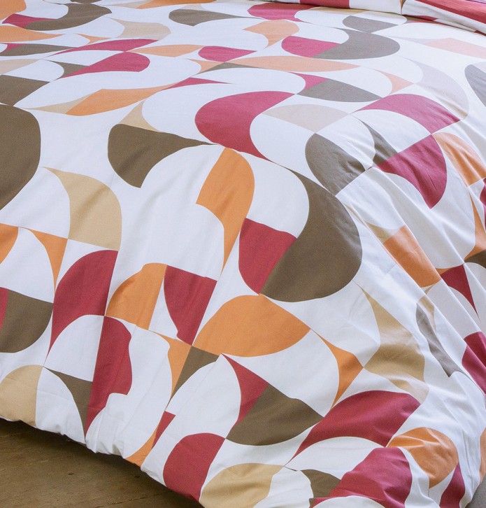Parure de lit percale Modulo acajou Tradilinge - Blancollection