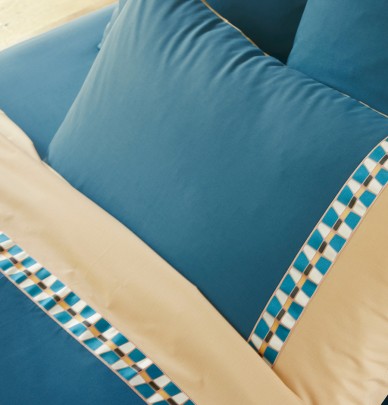 Taie d'oreiller percale Lino cobalt Tradilinge