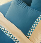 Taie d'oreiller percale Lino cobalt Tradilinge - Blancollection