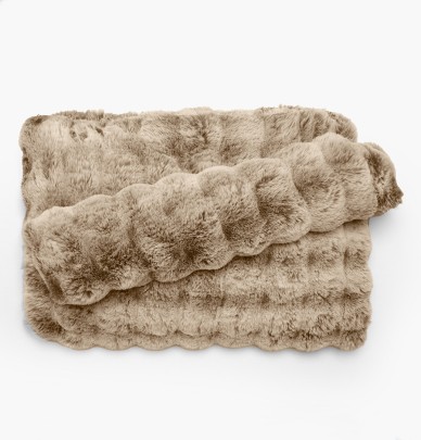 Plaid fausse fourrure Astrakan camel Vent du Sud
