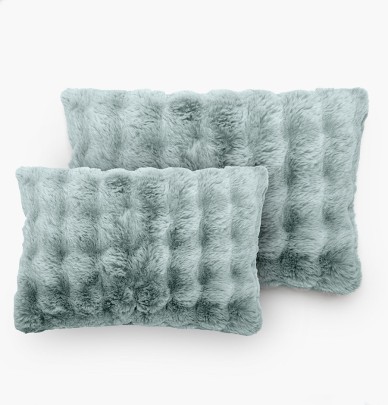 Housse coussin fausse fourrure Astrakan glacier Vent du Sud
