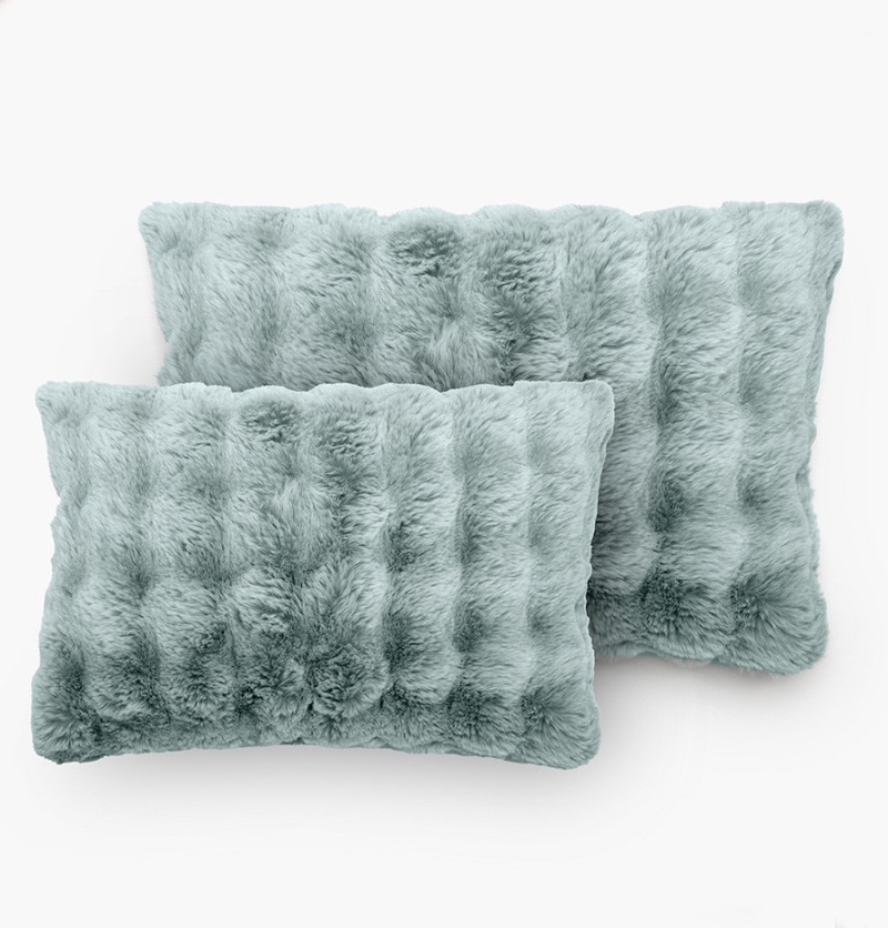 Housse coussin fausse fourrure Astrakan glacier Vent du Sud