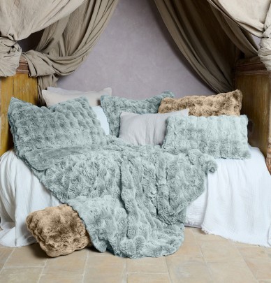 Housse coussin fausse fourrure Astrakan camel Vent du Sud