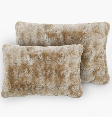 Housse coussin fausse fourrure Astrakan camel Vent du Sud