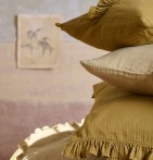 Housse coussin Elsa neige deux volants Vent du Sud - Blancollection