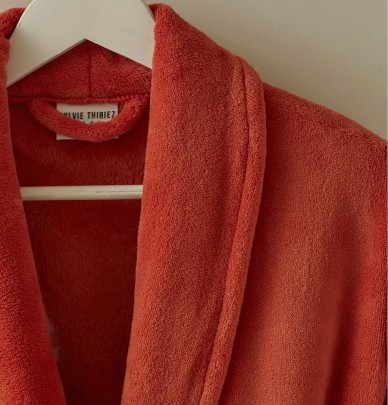 Peignoir polaire orange bruni Sylvie Thiriez