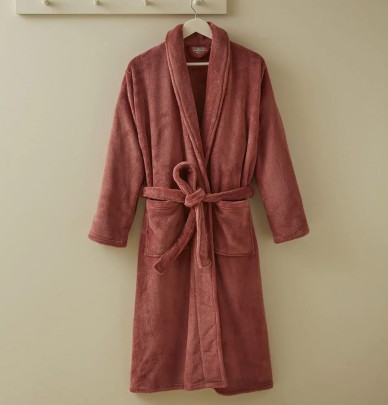Peignoir polaire rose santal Sylvie Thiriez