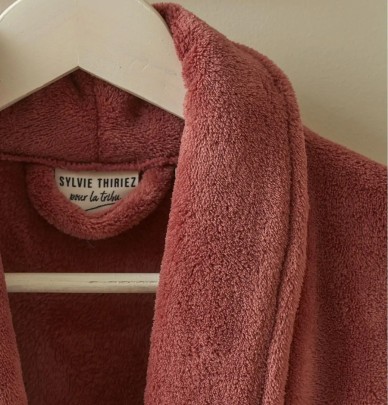 Peignoir polaire rose santal Sylvie Thiriez