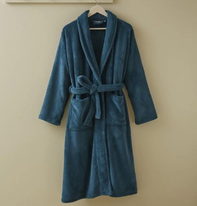 Peignoir polaire bleu pétrole Sylvie Thiriez