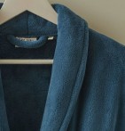 Peignoir polaire bleu pétrole Sylvie Thiriez - Blancollection