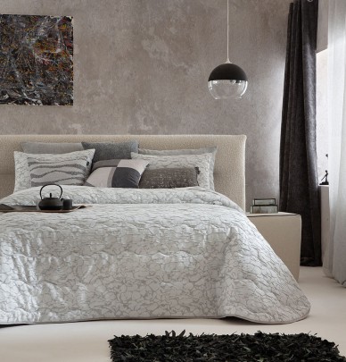Couvre-lit matelassé Saima gris Antilo