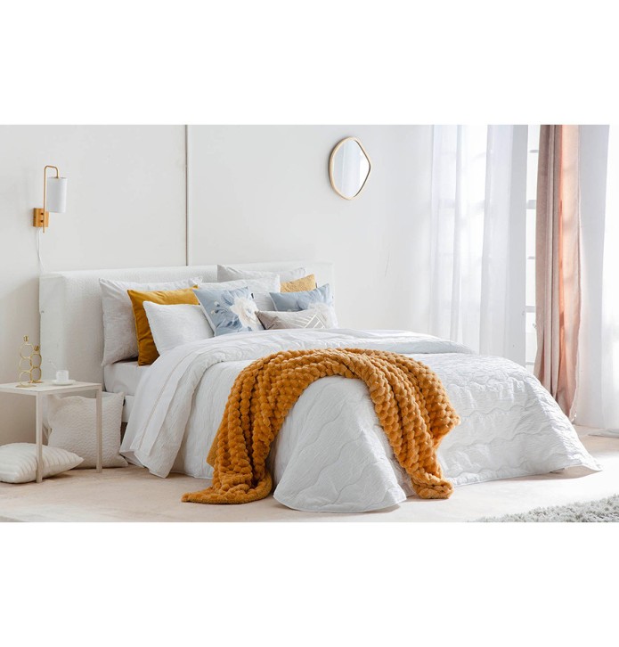 Couvre-lit matelassé Saima blanc Antilo - Blancollection