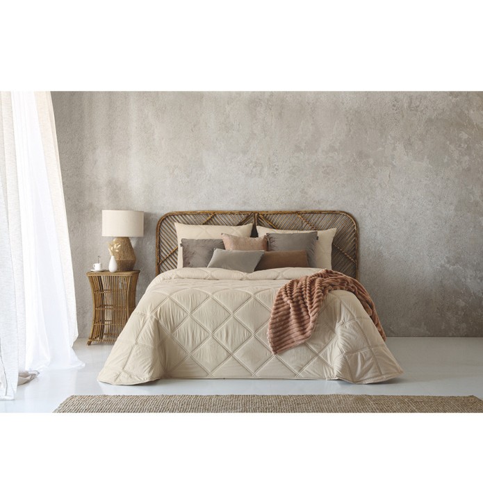 Couvre-lit matelassé Caroline beige Antilo - Blancollection