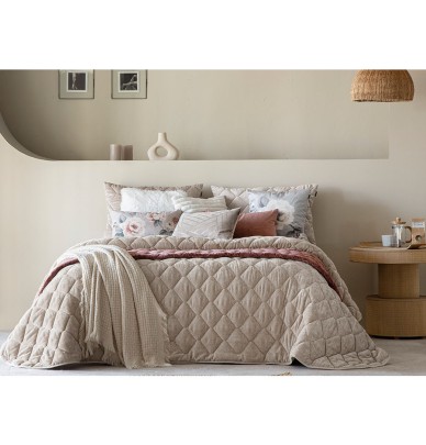 Couvre lit velours matelassé Siena lin Antilo