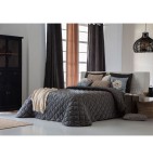 Couvre-lit velours matelassé Siena anthracite Antilo - Blancollection