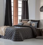 Couvre lit velours matelassé Siena anthracite Antilo