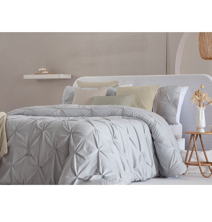 Couvre-lit matelassé Miranda gris Antilo - Blancollection