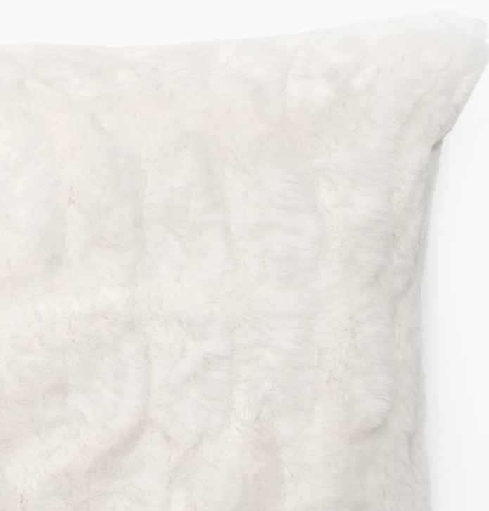 Coussin fourrure Zibeline neige Vent du Sud - Blancollection