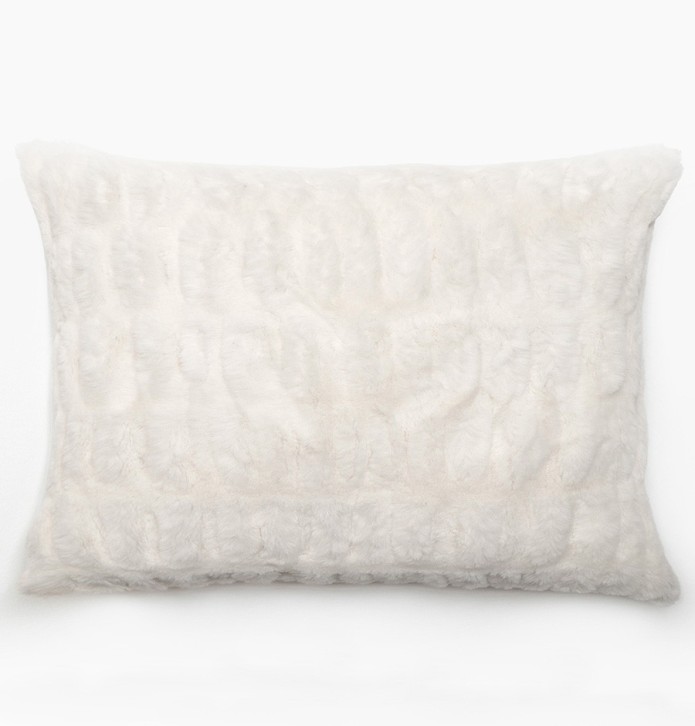 Coussin fourrure Zibeline neige Vent du Sud - Blancollection