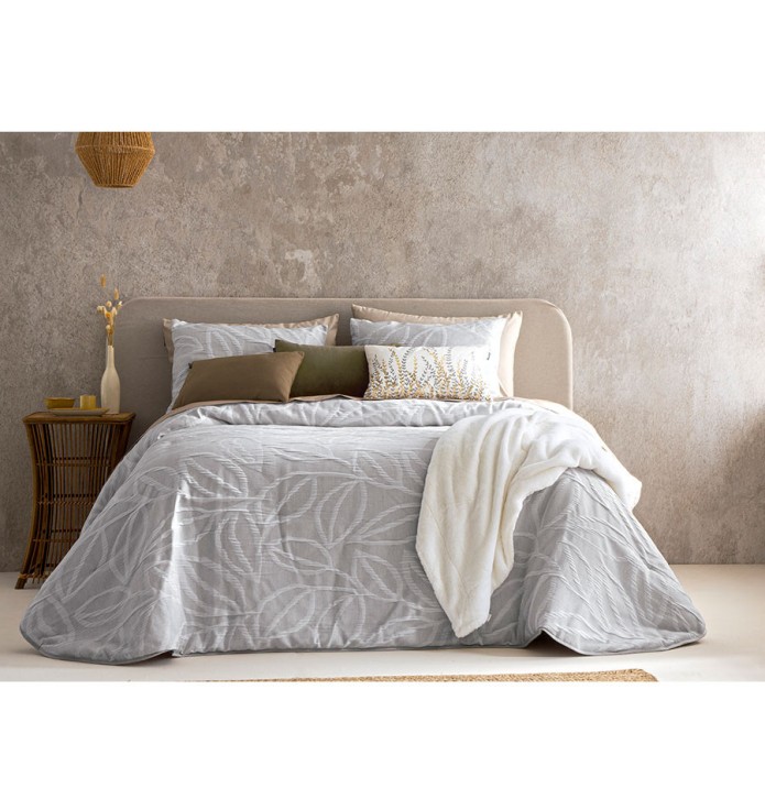 Couvre-lit matelassé Dylan gris Antilo - Blancollection